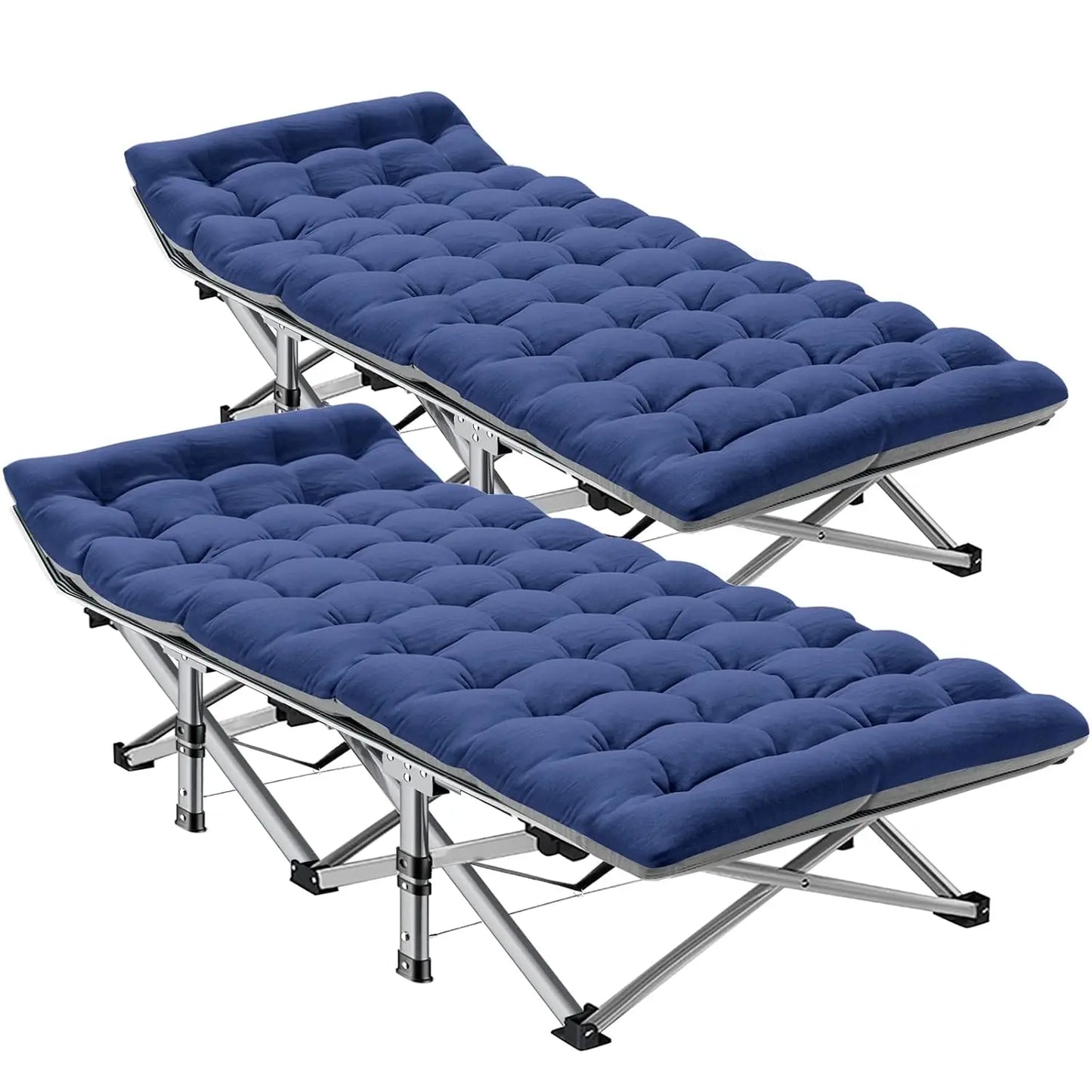 2PK XXL Camping Cot for Adults 900LBS Oversized Folding Bed with Mattress Pad, Heavy Duty 1200D Oxford, Customized