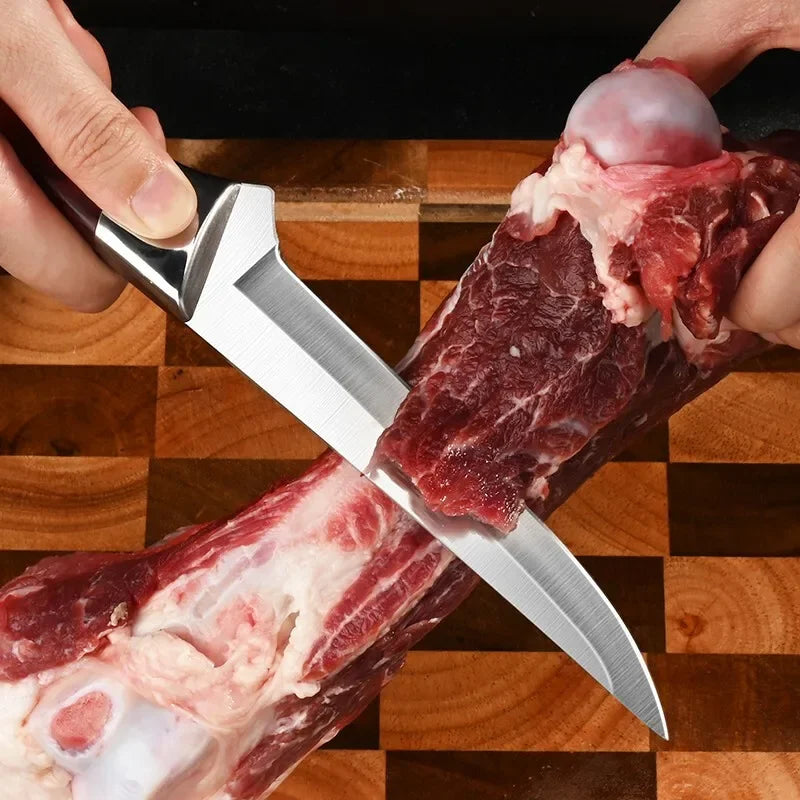 Kitchen Boning Knife Stainless Steel Meat Cleaver Knife ABS Handle Pork Beef Sheep Fish Cutting Knives with Cover