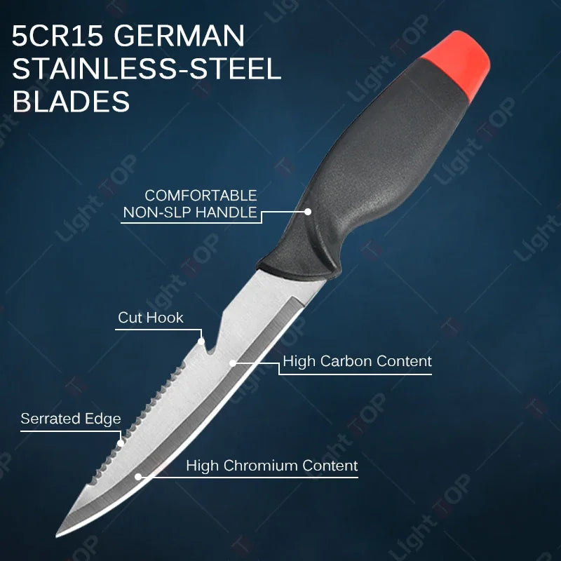 Multifunctional Sharp Fish Killing Knife, Stainless Steel Fish Fillet , Fruit Slicing Utility Chef  with Protective Cover