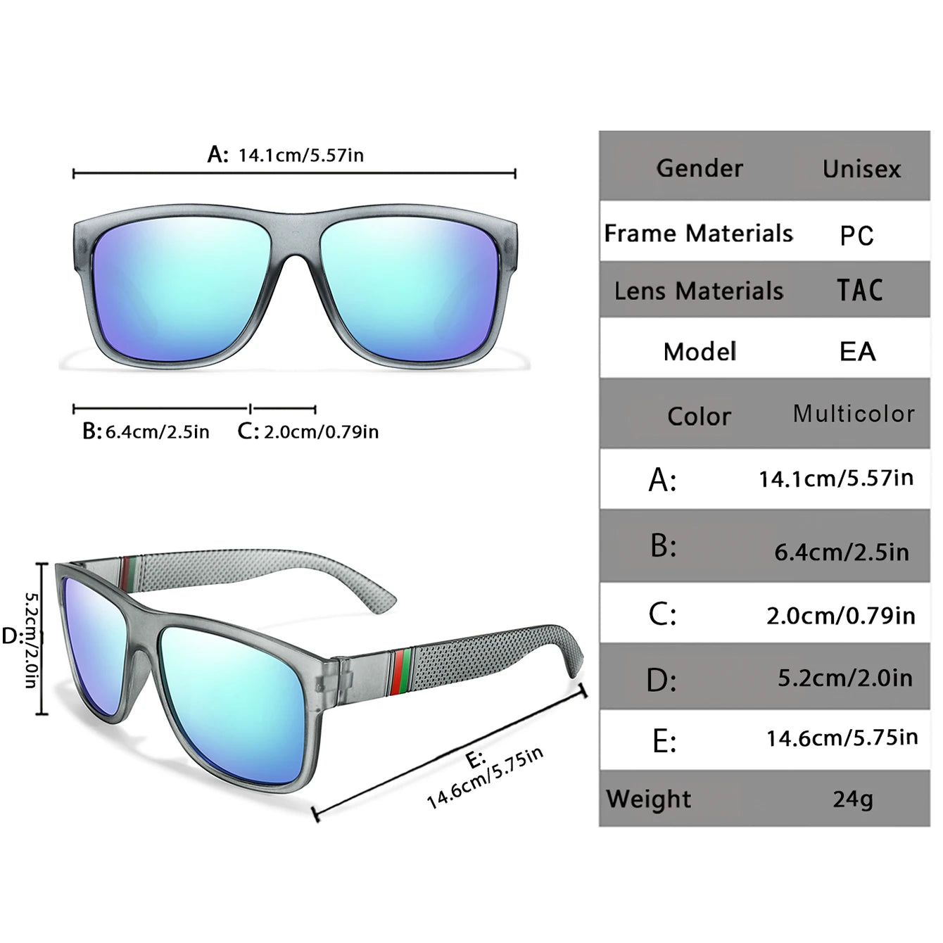 Classic Men Square Polarized Fishing Sunglasses Outdoor Driving Cycling Running Goggles Vintage Large Frame