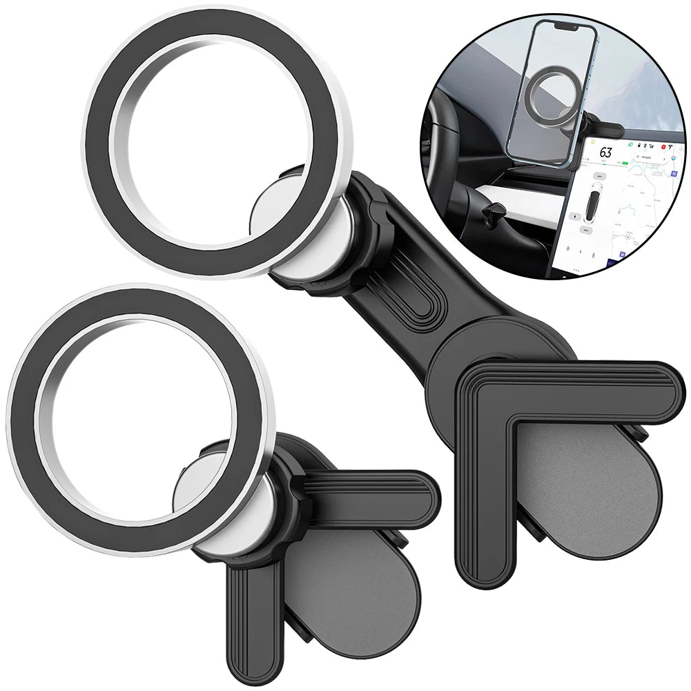 Magnetic Car Phone Holder for Tesla Model 3 Car Display Screen 360 Degree Rotation Car Vent Phone Mount for iPhone Xiaomi Huawei