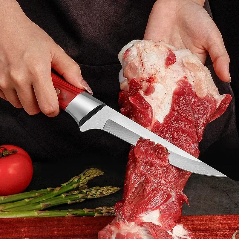 Kitchen Boning Knife Stainless Steel Meat Cleaver Knife ABS Handle Pork Beef Sheep Fish Cutting Knives with Cover