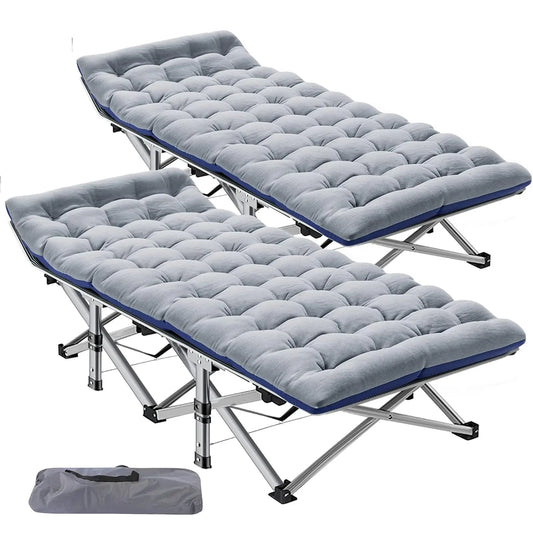2PK XXL Camping Cot for Adults 900LBS  Oversized Folding Bed with Mattress Pad, Heavy Duty 1200D Oxford, Customized