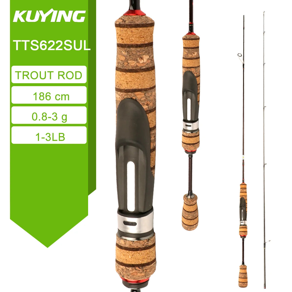 KUYING TETON  5'2" 6' 6'3" 6'4"6'2" 6'6" Fishing Rod Lure Cane Spinning Casting FUJI Carbon 1-4g 0.8-3g 2-10g M-Fast bfs