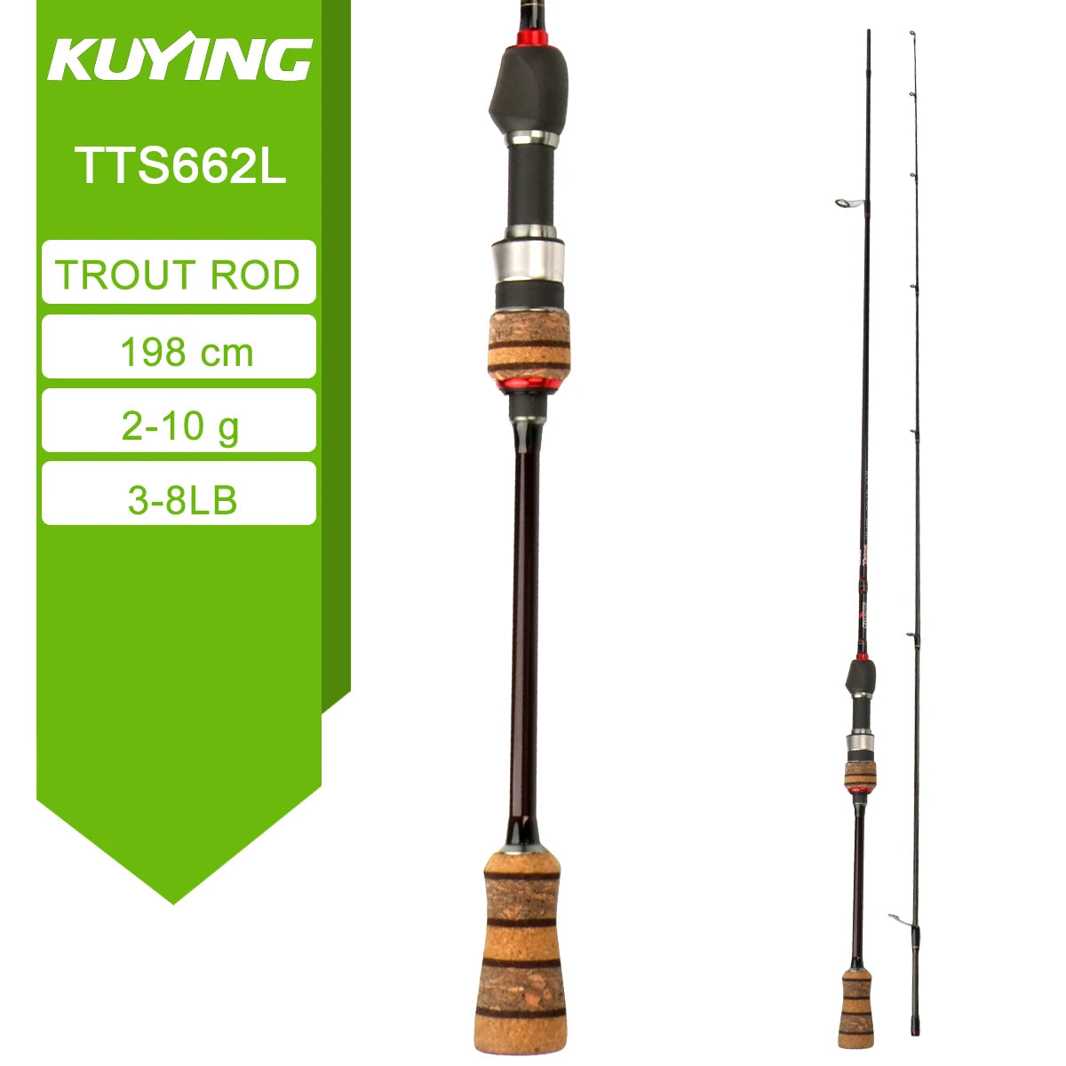 KUYING TETON  5'2" 6' 6'3" 6'4"6'2" 6'6" Fishing Rod Lure Cane Spinning Casting FUJI Carbon 1-4g 0.8-3g 2-10g M-Fast bfs