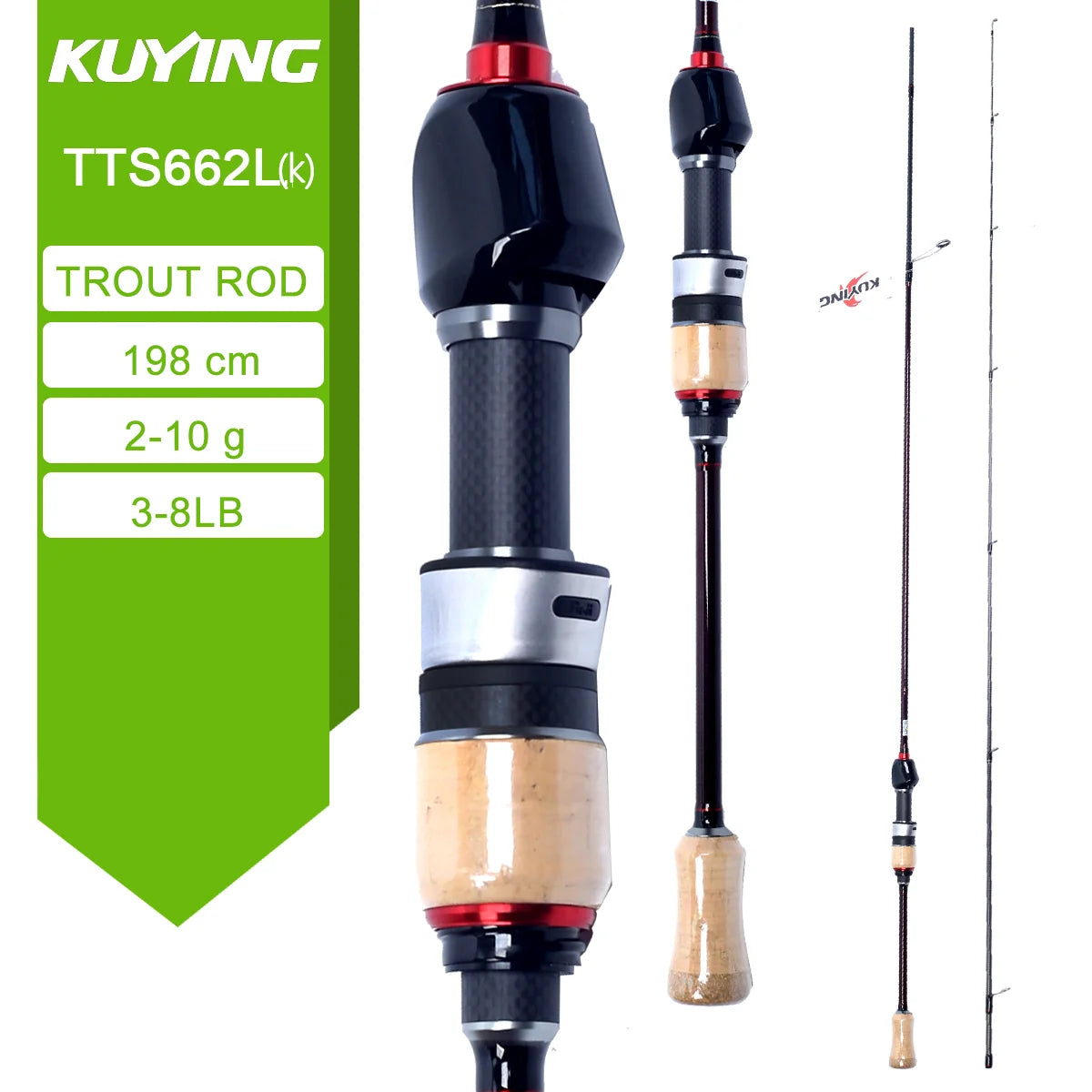 KUYING TETON  5'2" 6' 6'3" 6'4"6'2" 6'6" Fishing Rod Lure Cane Spinning Casting FUJI Carbon 1-4g 0.8-3g 2-10g M-Fast bfs