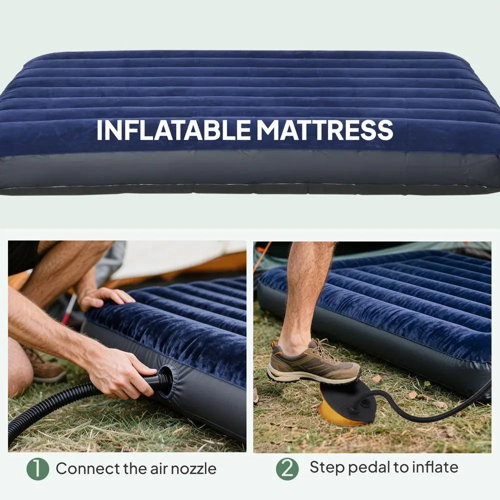 2 Person Cot Tent, 4in1 Elevated Tent Camping Bed Combo with Air Mattress, Bed Cover, Foot Pump, Folding Off Ground Camp Cot fo