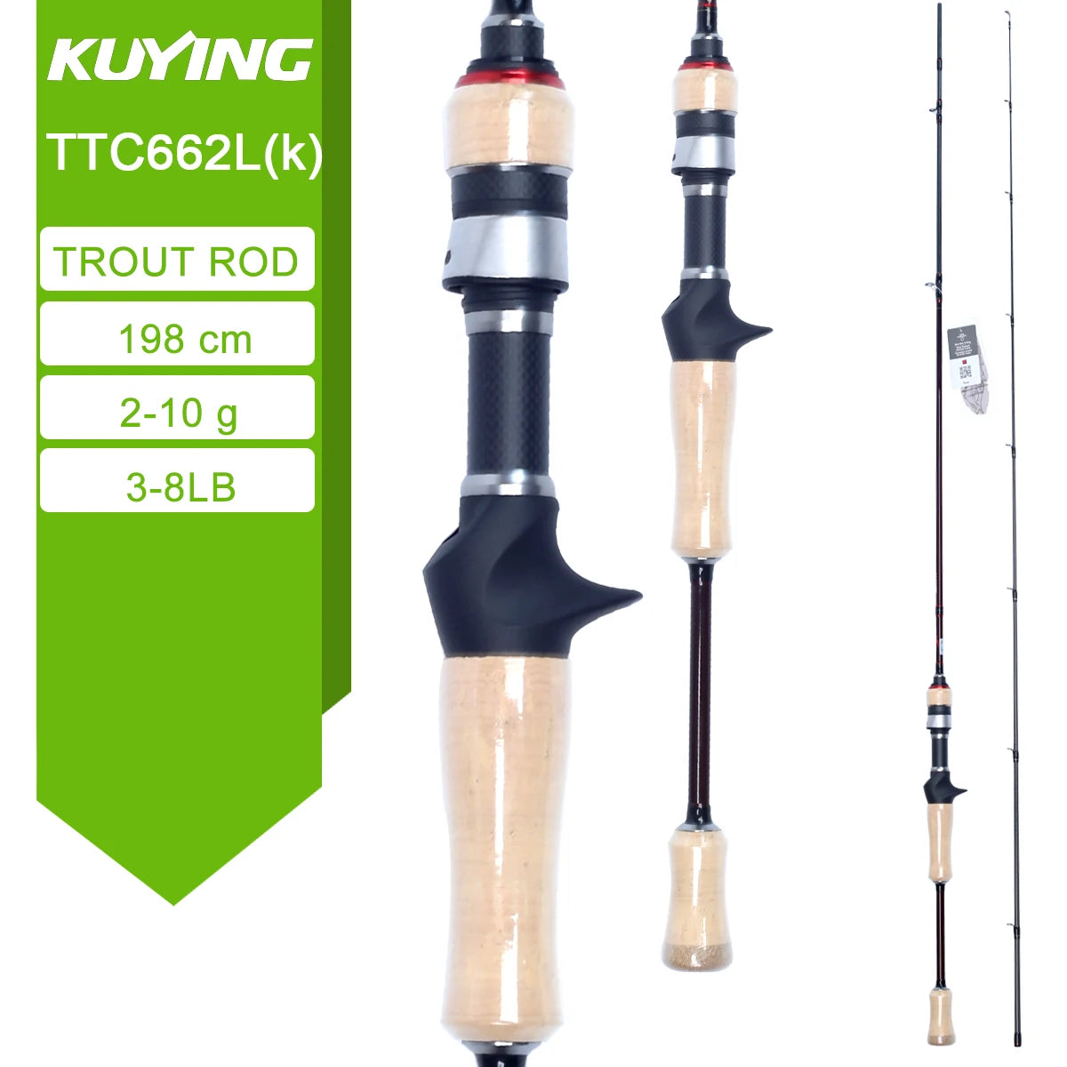 KUYING TETON  5'2" 6' 6'3" 6'4"6'2" 6'6" Fishing Rod Lure Cane Spinning Casting FUJI Carbon 1-4g 0.8-3g 2-10g M-Fast bfs