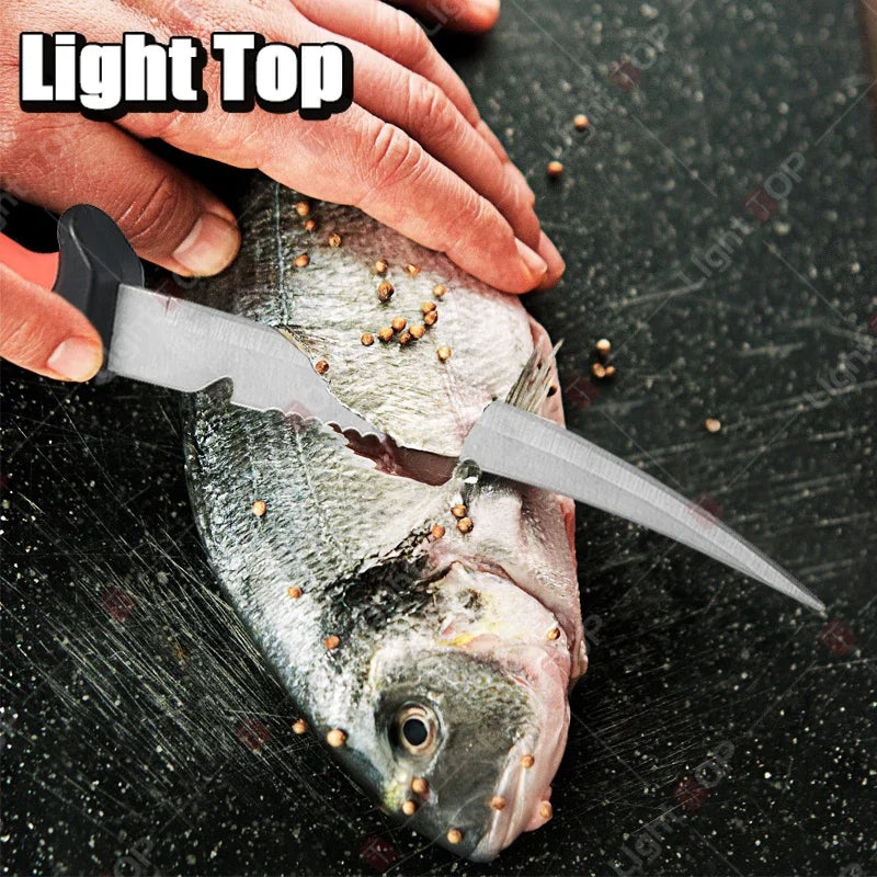Multifunctional Sharp Fish Killing Knife, Stainless Steel Fish Fillet , Fruit Slicing Utility Chef  with Protective Cover