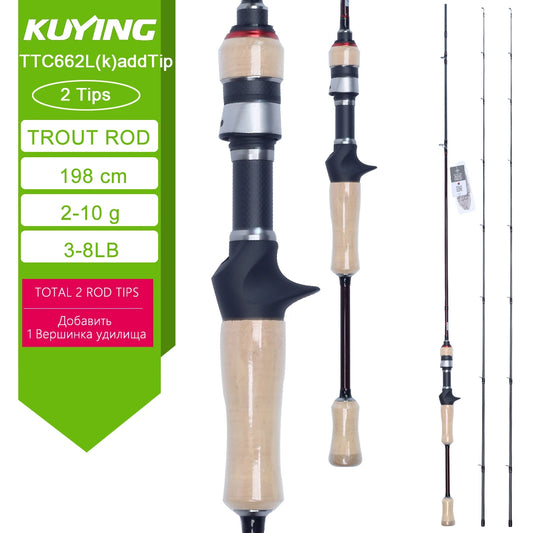 KUYING TETON  5'2" 6' 6'3" 6'4"6'2" 6'6" Fishing Rod Lure Cane Spinning Casting FUJI Carbon 1-4g 0.8-3g 2-10g M-Fast bfs