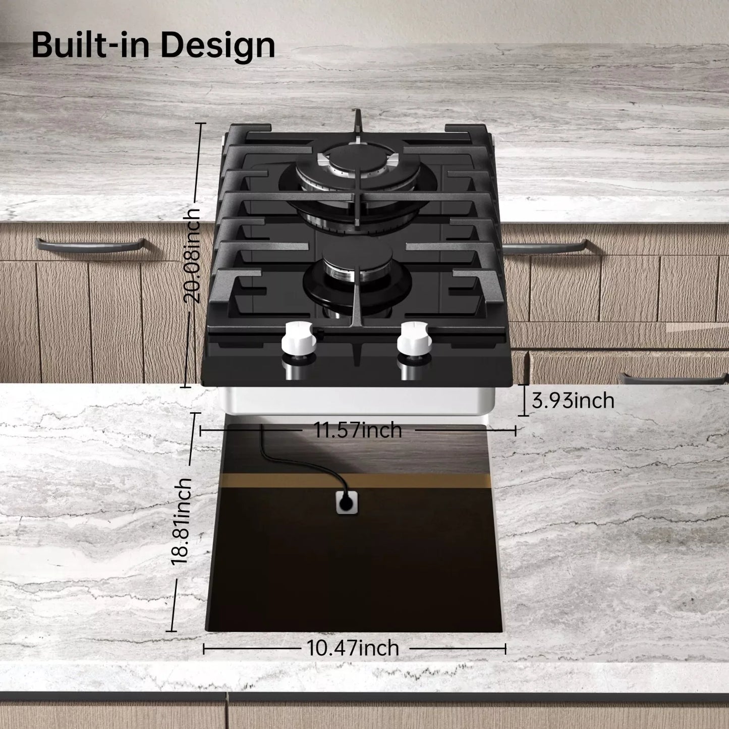 12 Inch Built-in with Thermocouple Protection, LPG/NG Dual Fuel Gas Cooktop