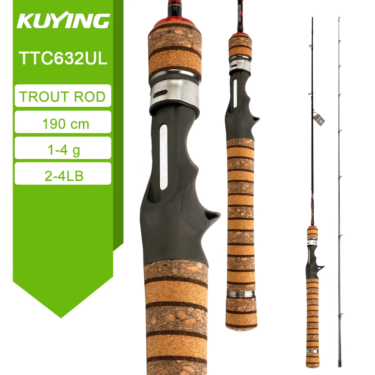 KUYING TETON  5'2" 6' 6'3" 6'4"6'2" 6'6" Fishing Rod Lure Cane Spinning Casting FUJI Carbon 1-4g 0.8-3g 2-10g M-Fast bfs