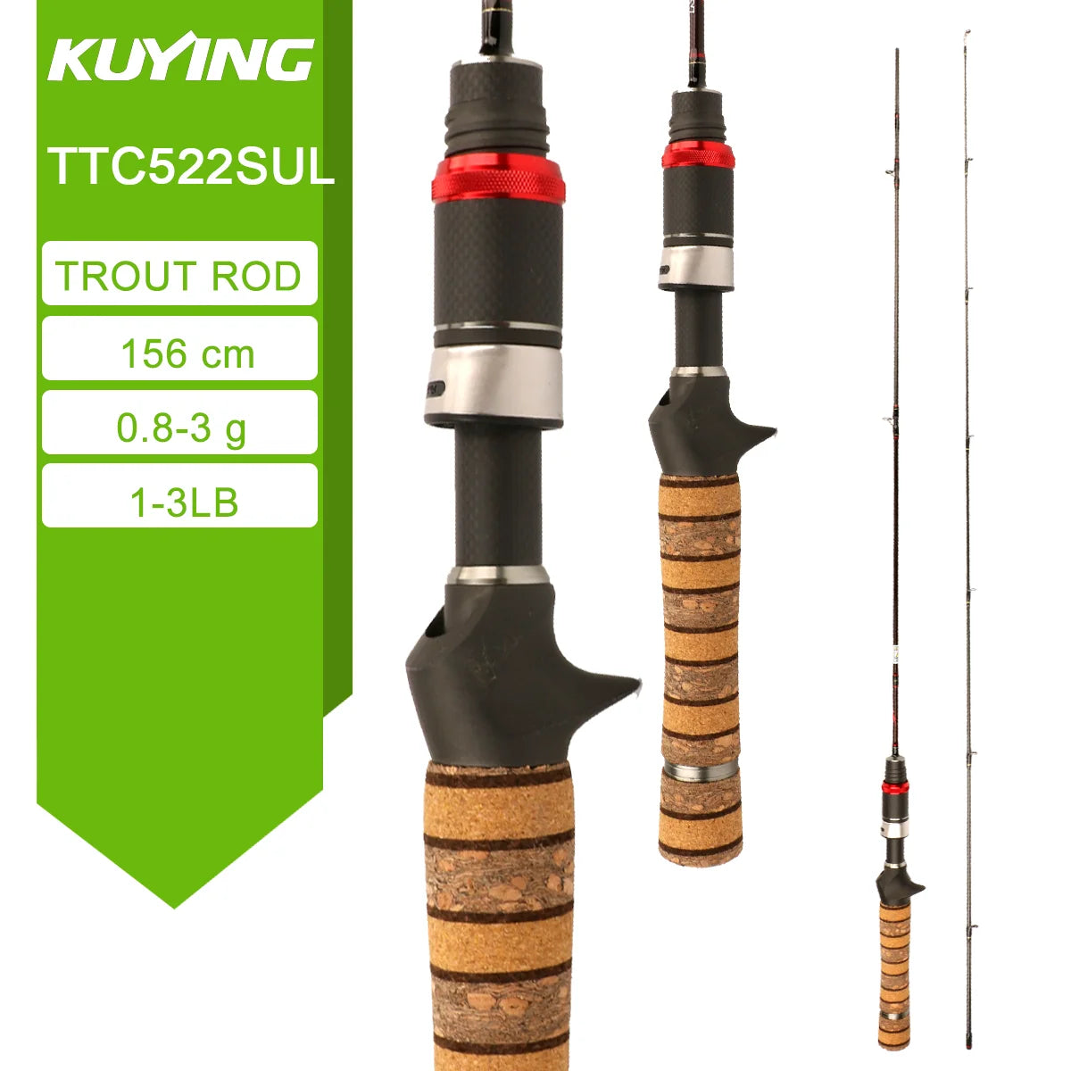 KUYING TETON  5'2" 6' 6'3" 6'4"6'2" 6'6" Fishing Rod Lure Cane Spinning Casting FUJI Carbon 1-4g 0.8-3g 2-10g M-Fast bfs